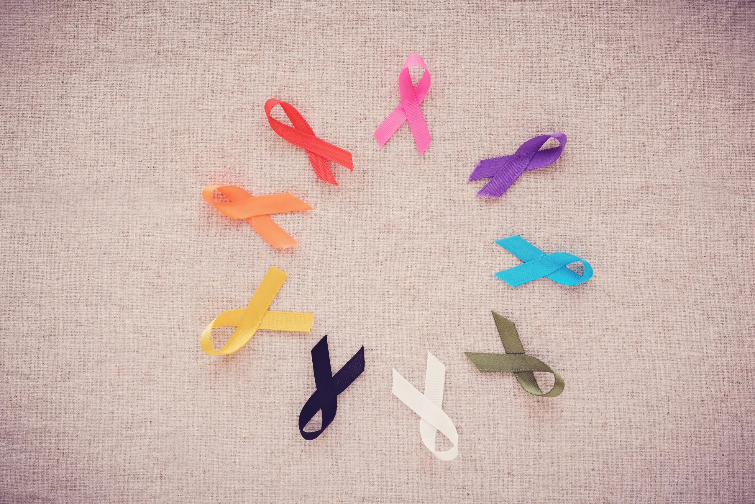 colorful ribbons, cancer awareness, World cancer day background